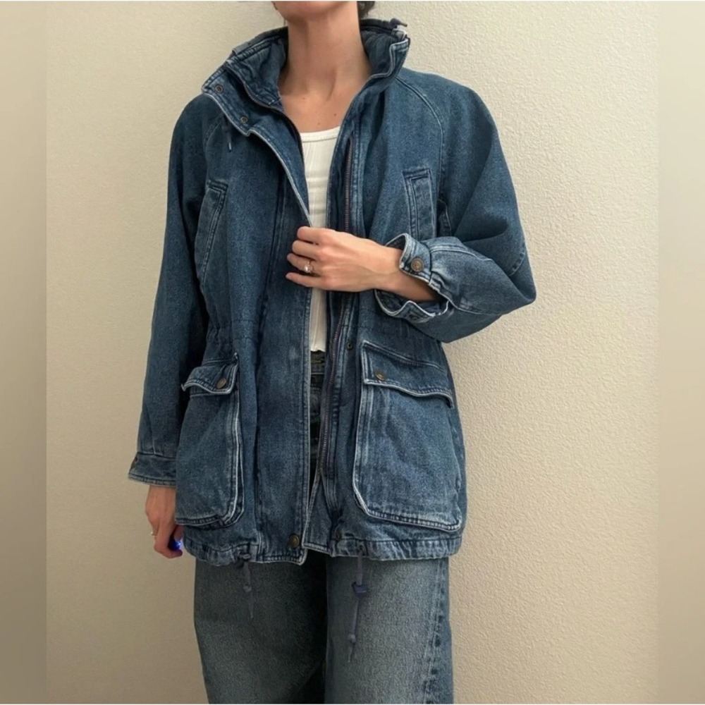 Pacific Trail Vintage Denim Field Jacket Flannel Lined Utility Coat Deadstock S